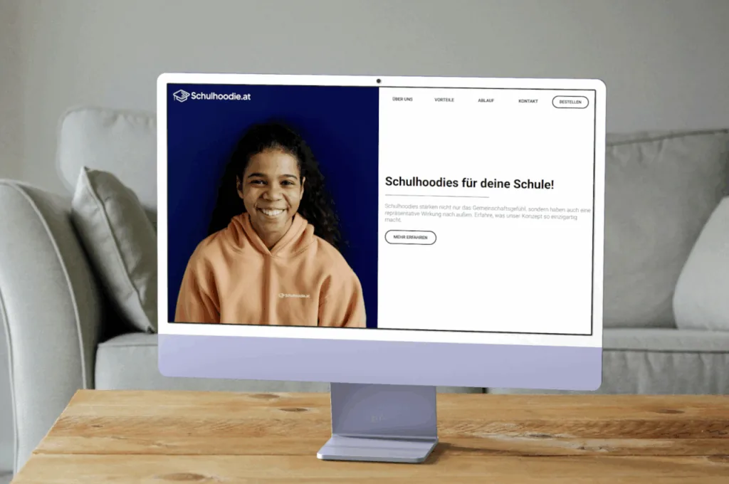 Screenshot der Website von Schulhoodie.at