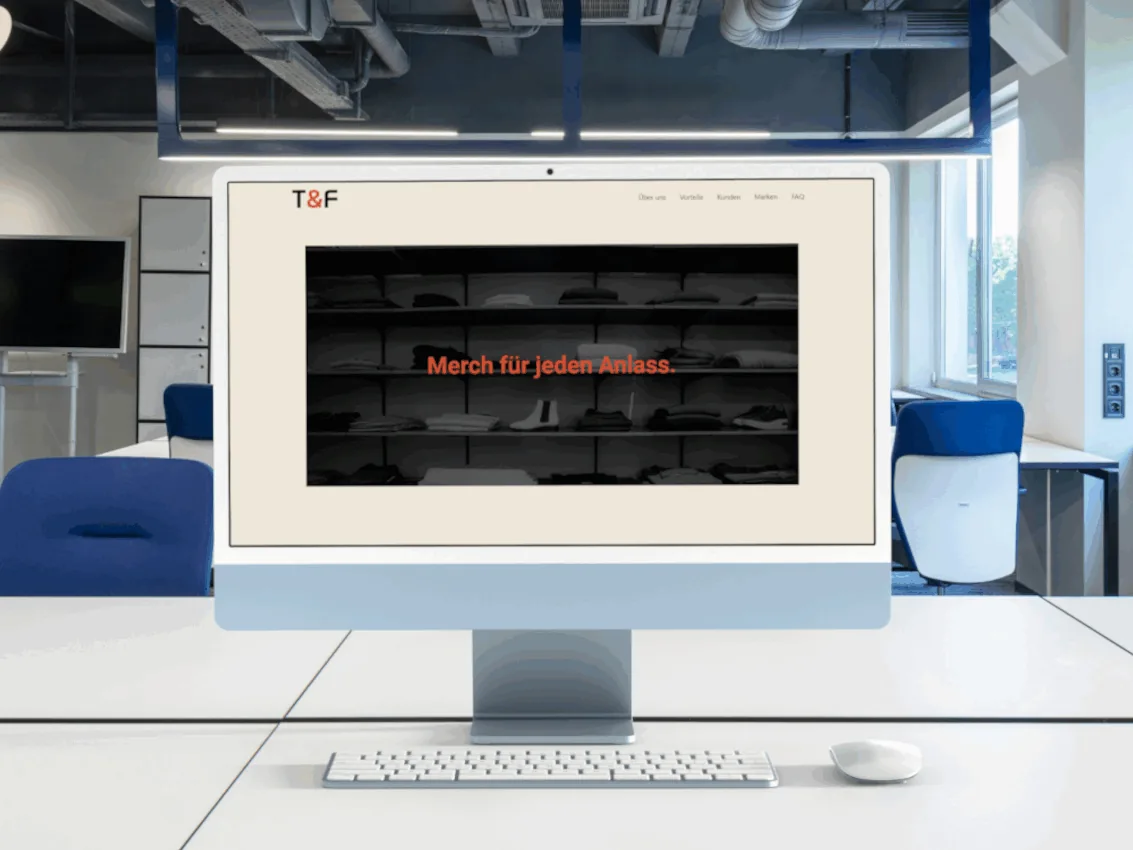 Screenshot der Website von T&F Merchandising OG