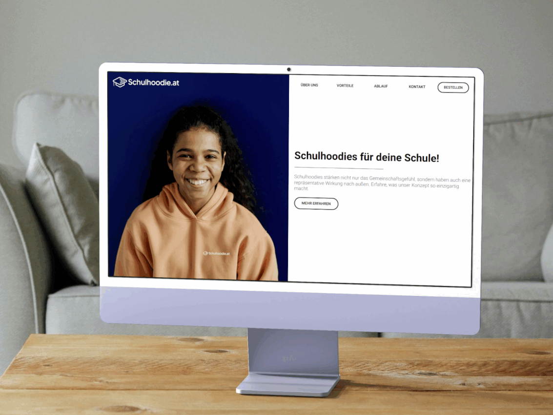 modernes Webdesign von Simon Thor für Schulhoodie.at