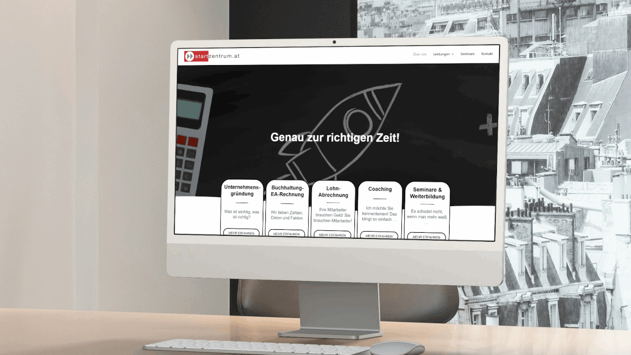 Das Mockup der Homepage von Startzentrum Salzburg